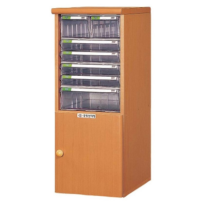 중앙브레인 > 부품박스세트장  > 부품박스세트장(목재프레임)  > 중앙브레인 CA1303 투명 플라스틱 다용도 부품 정리 서랍 박스 상자 함 장 목재(셋트형)